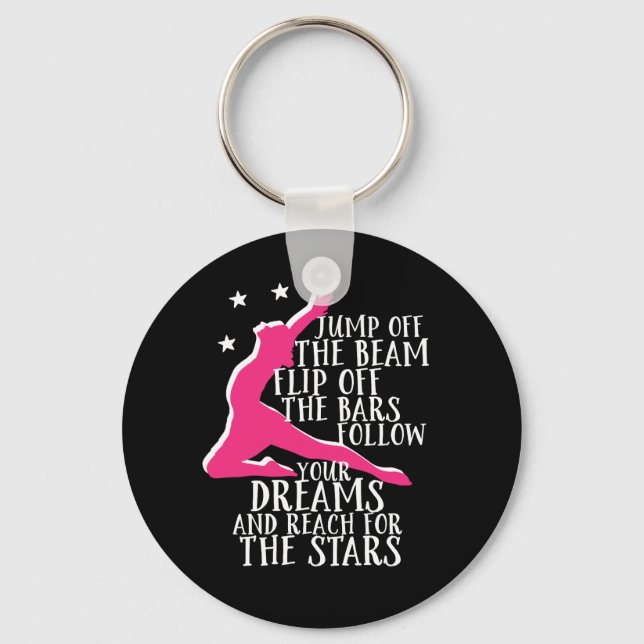 Motivational Gymnastics Quote Gymnast Athlete Keychain (Front)