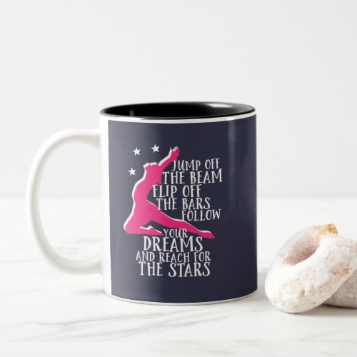 Motivational Gymnastics Quote Gymnast Athlete Two_Tone Coffee Mug