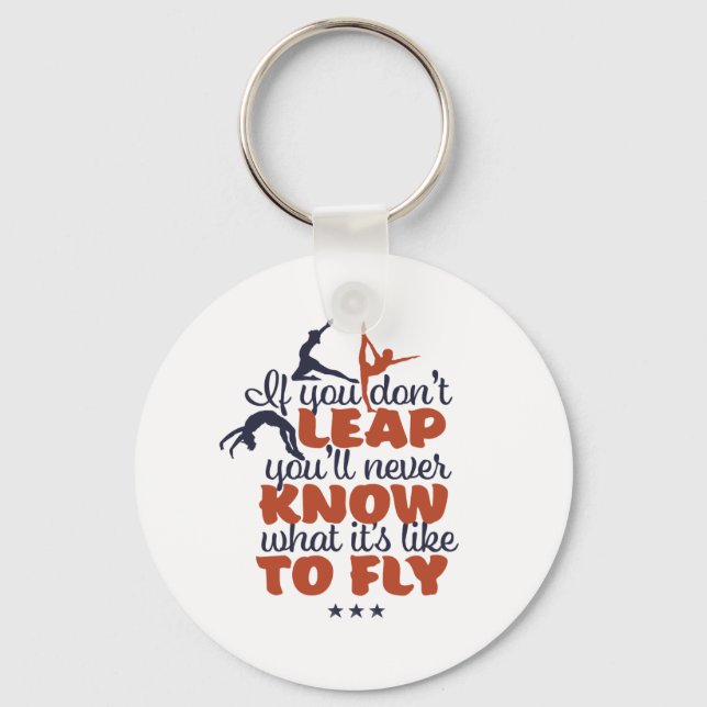 Motivational Gymnastics Sports Quote Girl Gymnast Keychain (Front)