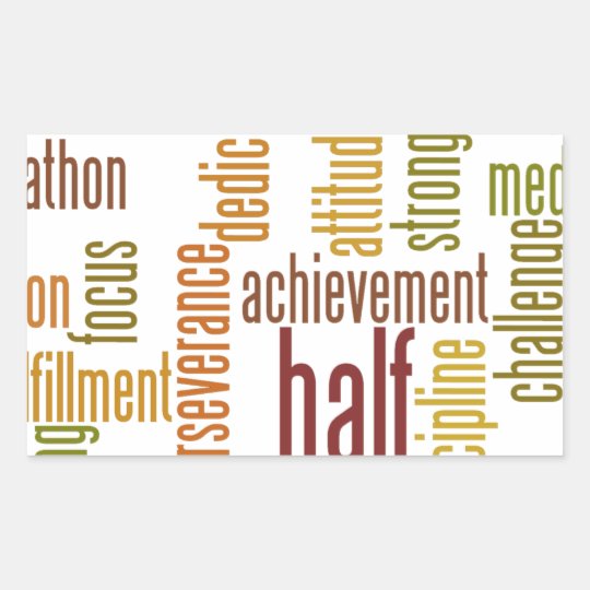Motivational Half Marathon Word Cloud Rectangular Sticker