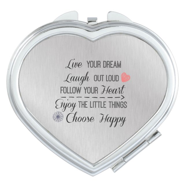Motivational Happy Life Rules Quotes Compact Mirror (Front)