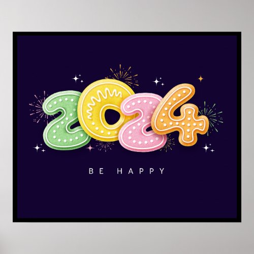 Motivational Happy New Year Art 2024  Poster