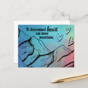 Motivational Heart Can Move Mountains Color Ombre Postcard