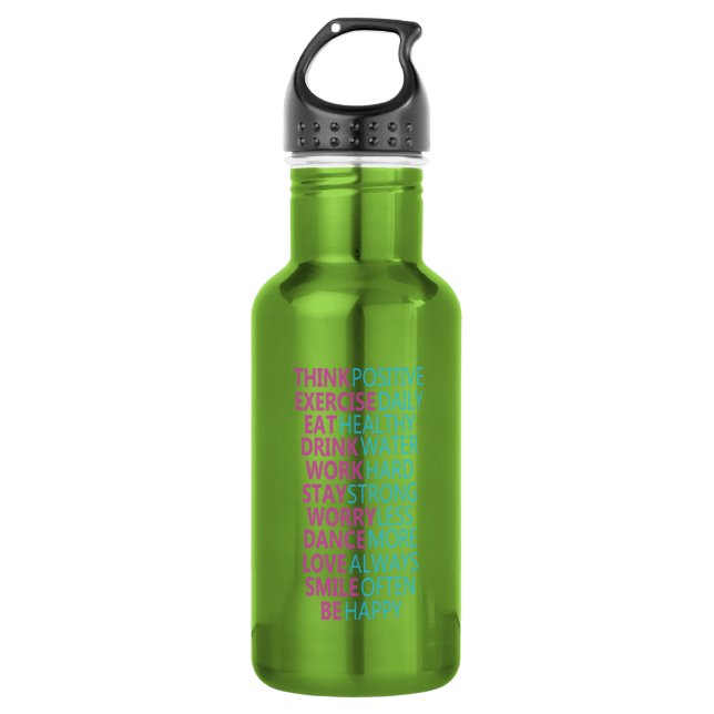 Motivational Hydration Tracker - Stainless  Steel Water Bottle (Front)