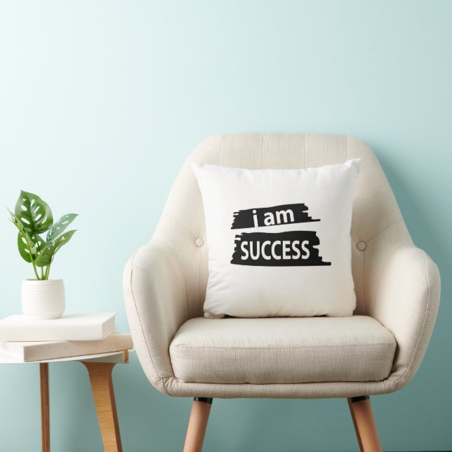 Motivational I am Success Motivational Throw Pillow (Chair)