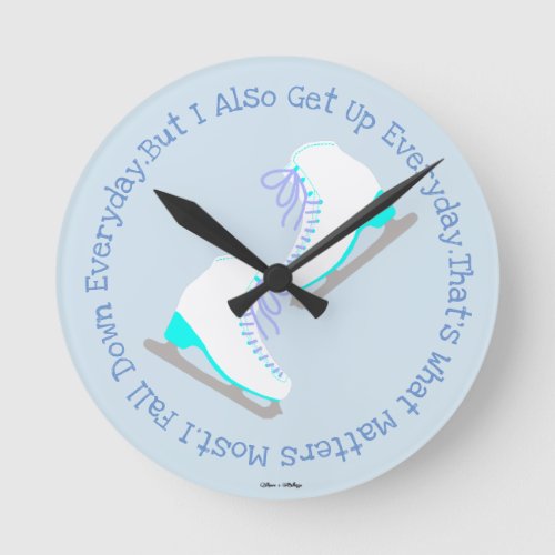 Motivational Ice Skating Blue Acrylic Wall Clock