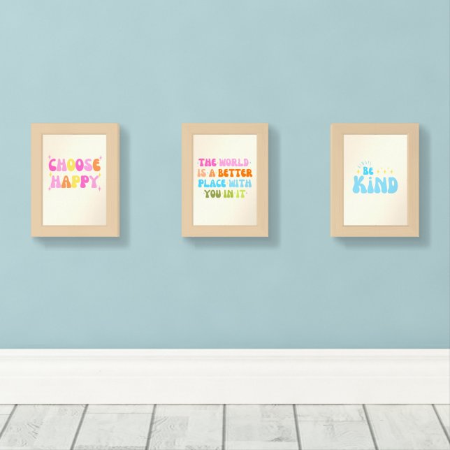 Motivational Inpirational Words  Wall Art Sets (Wood Floor)