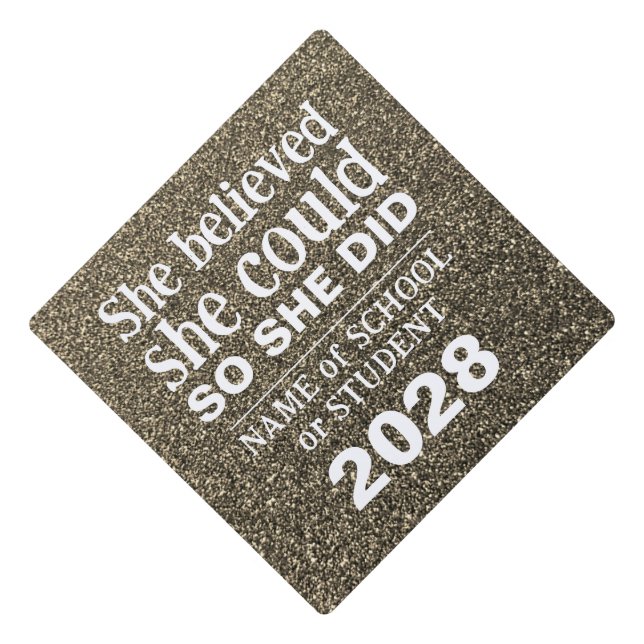 Motivational Inspiration Gold Glitter Sparkles Graduation Cap Topper (Front)