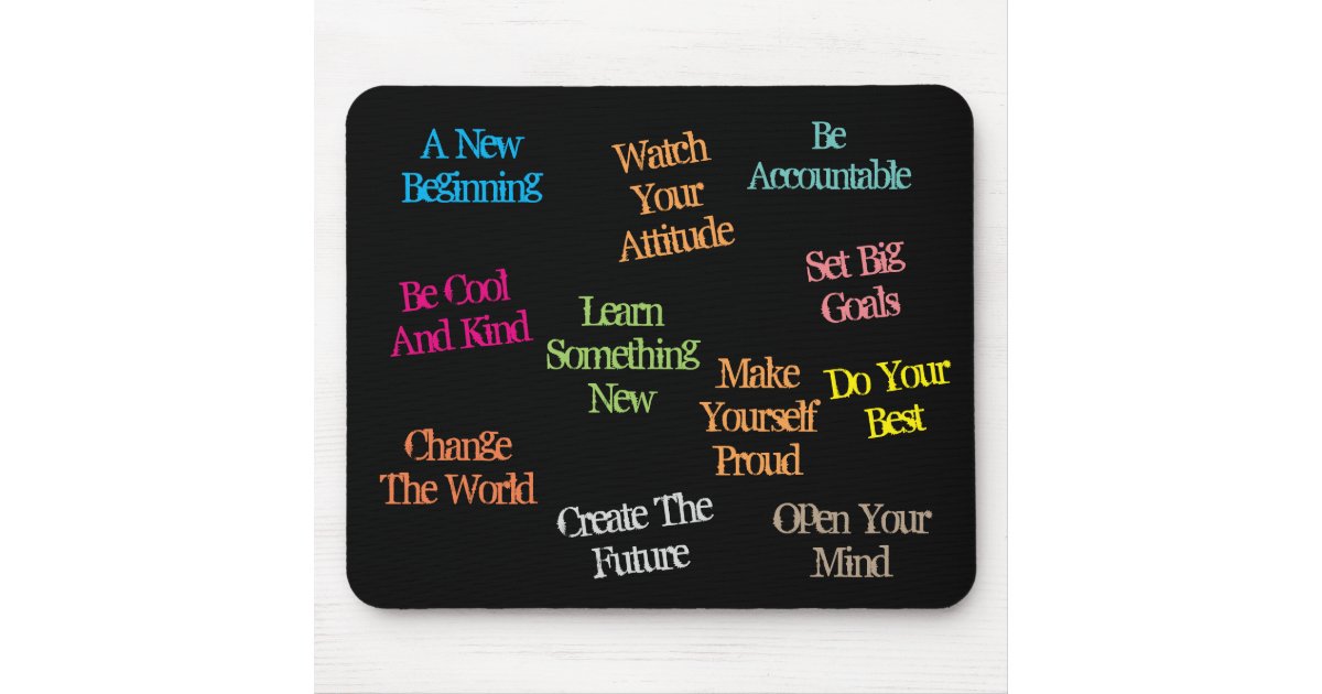 Motivational Inspirational Colorful Quotes Black Mouse Pad Zazzle Com