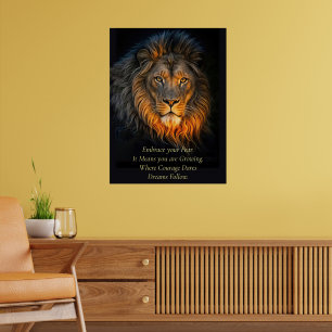 Motivational Inspirational Embrace your Fear Lion Poster