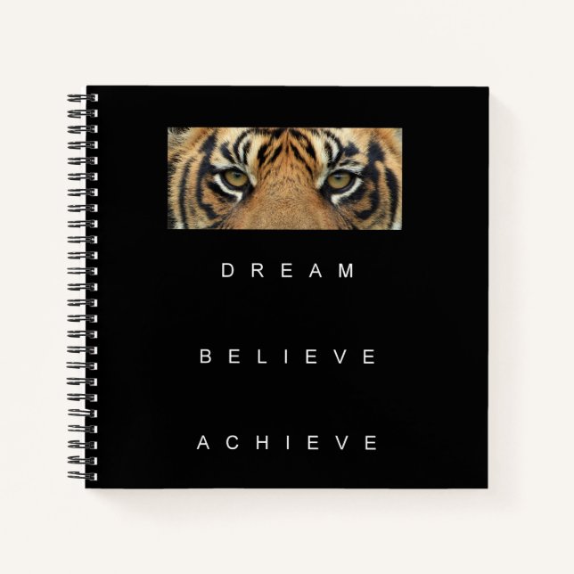 Motivational Inspirational Success Cool Tiger Eyes Notebook (Front)