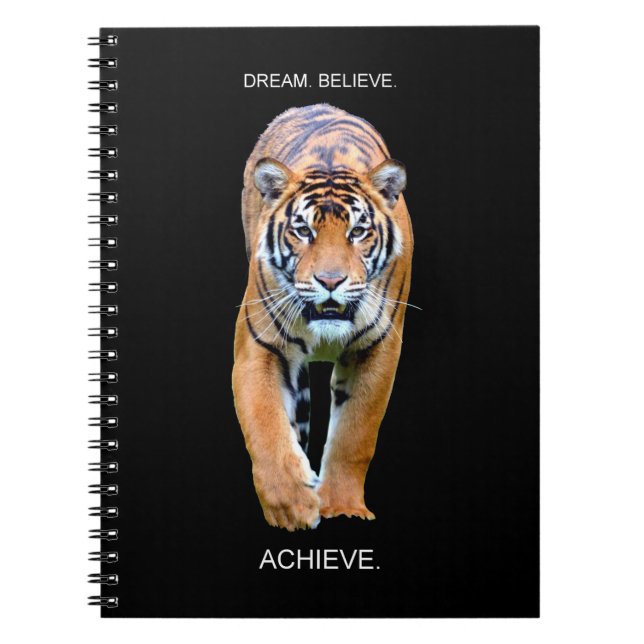Motivational Inspirational Success Quote Tiger Notebook (Front)
