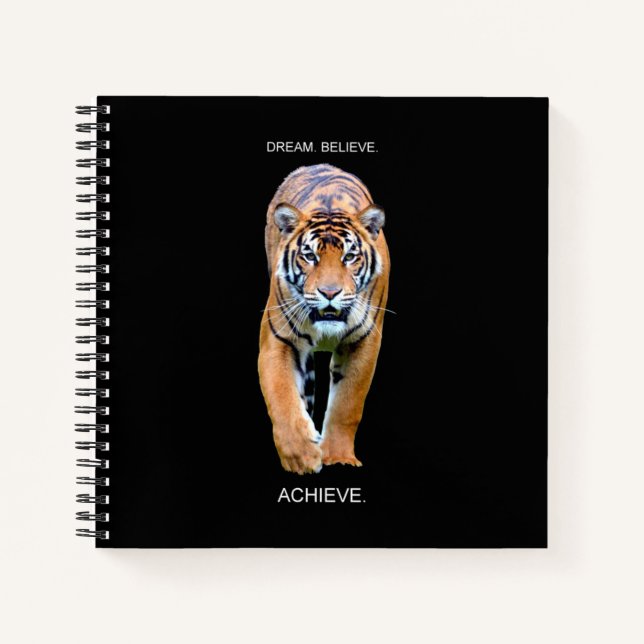 Motivational Inspirational Success Tiger Elegant Notebook (Front)
