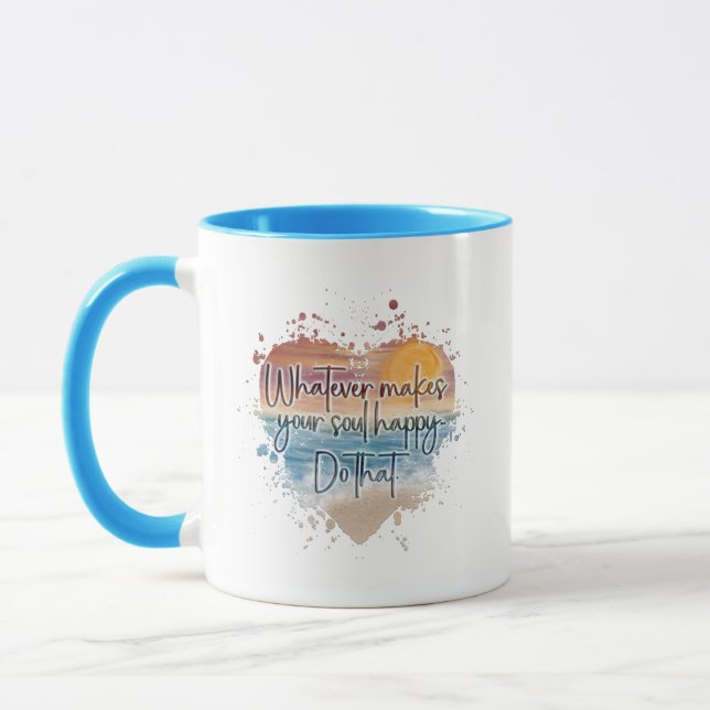 Motivational, Inspirational, Sunset Beach Heart Mug (Left)