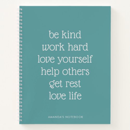 Motivational Inspirational Teal Journal Notebook