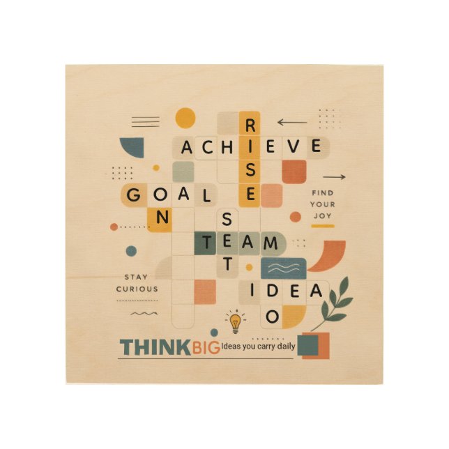 Motivational Inspirational typography minimalist Wood Wall Art (Front)