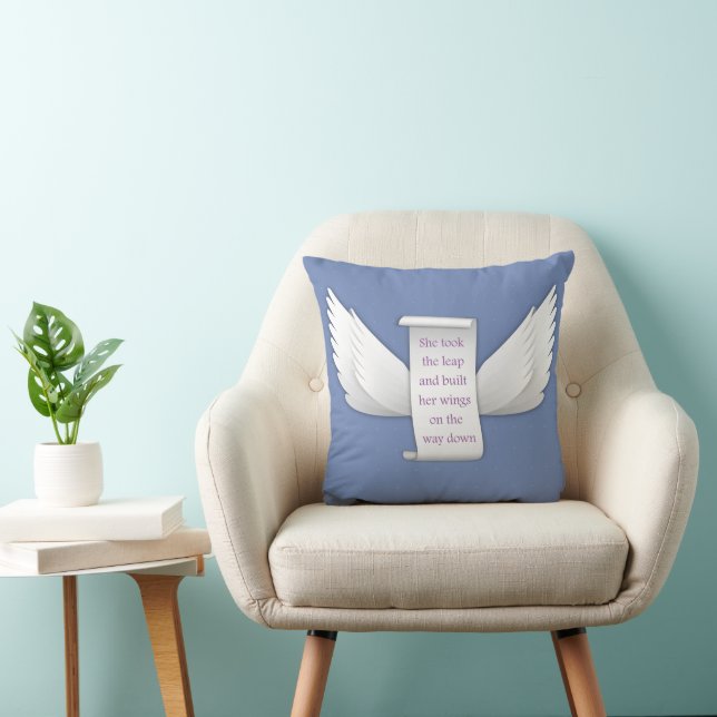 Motivational Inspirational Wings of Love Throw Pillow (Chair)