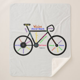 Motivational Inspirational Words Biking Bike Sherpa Blanket