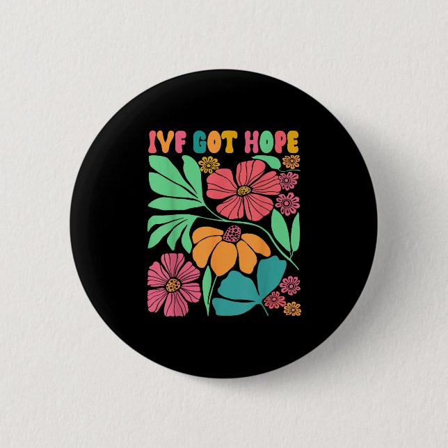 Motivational Inspired Ivf Mama Wildflower Ivf Mom  Button (Front)