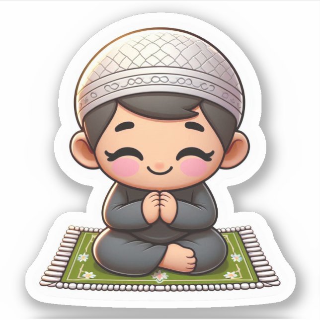 Motivational Islamic Prayer for Muslim Kids Boys Sticker (Front)
