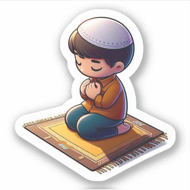 Motivational Islamic Prayer for Muslim Kids Boys Sticker (Front)