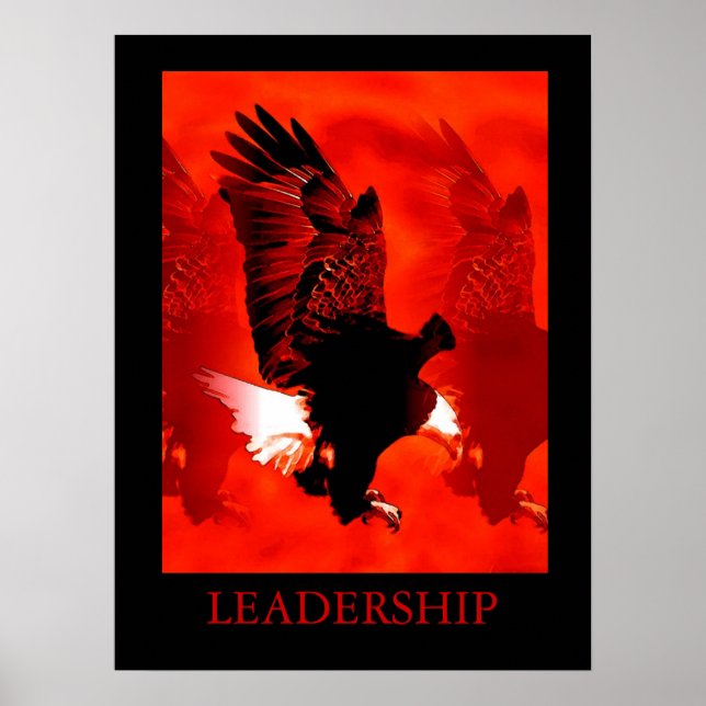 Motivational Leadership Black Red Eagle Poster (Front)