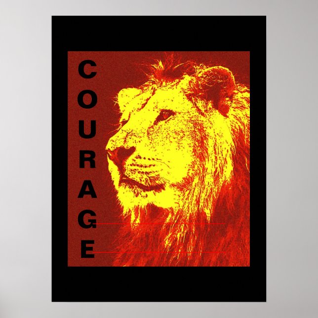 Motivational Leadership Courage Lion Poster Print (Front)