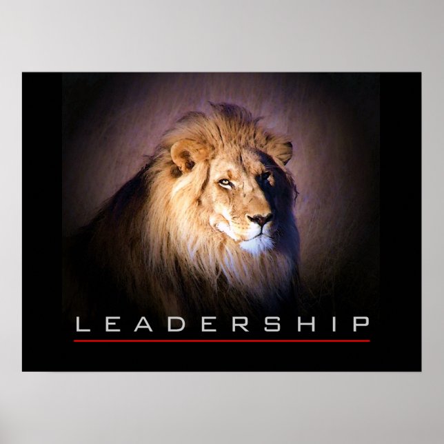 Motivational Leadership Courage Lion Poster Print (Front)