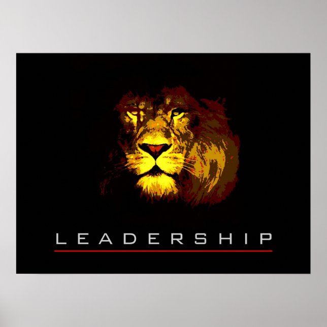 Motivational Leadership Courage Lion Poster Print (Front)