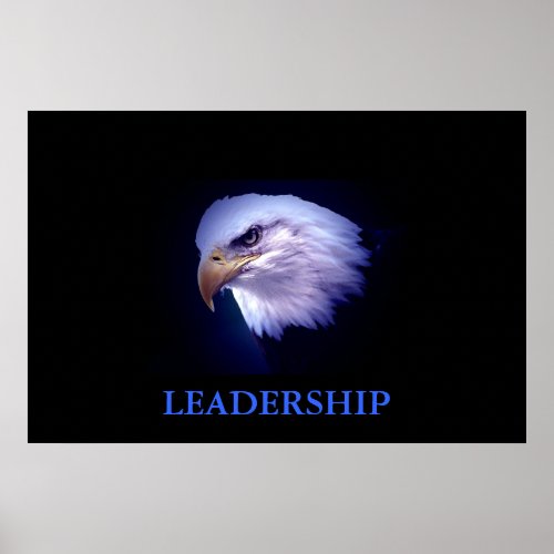 Motivational Leadership Eagle Blue Tones Poster
