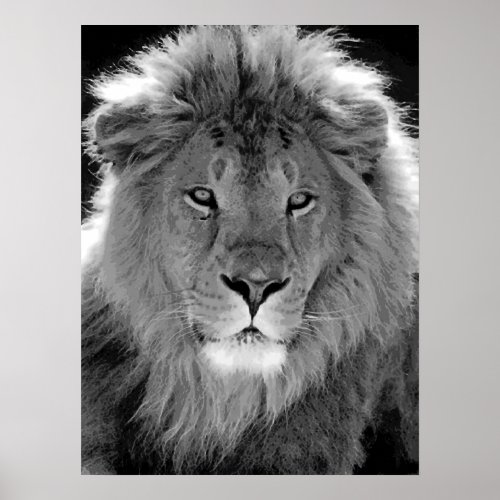 Motivational Leadership Lion Black  White Poster