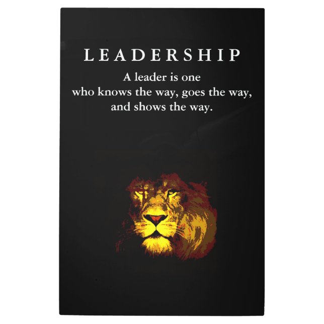 Motivational Leadership Lion Metal Print (Front)