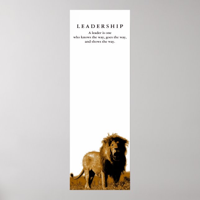 Motivational Leadership Quote Lion Poster (Front)