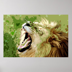 Motivational Leadership Roaring Lion Pop Art Poster