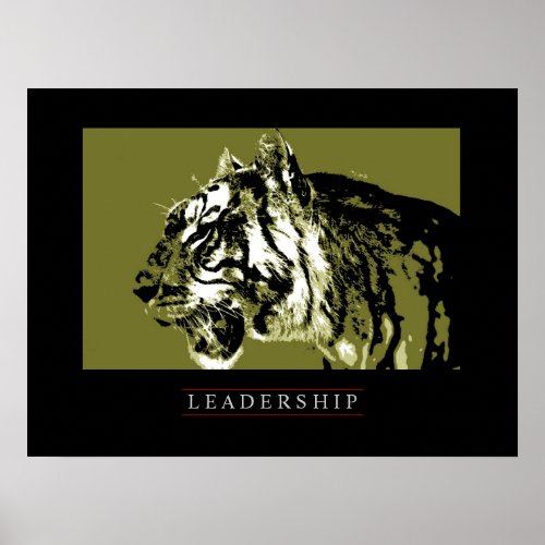 Motivational Leadership Tiger Face Poster Print