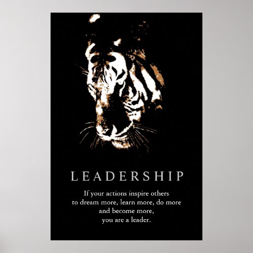 Motivational Leadership Tiger Pop Art Poster