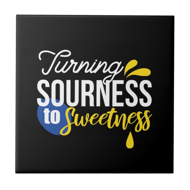 Motivational Lemon Quote From Sour to Sweet Ceramic Tile (Front)