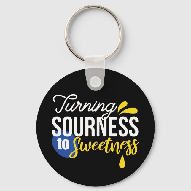 Motivational Lemon Quote From Sour to Sweet Keychain (Front)