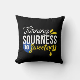 Motivational Lemon Quote From Sour to Sweet Throw Pillow