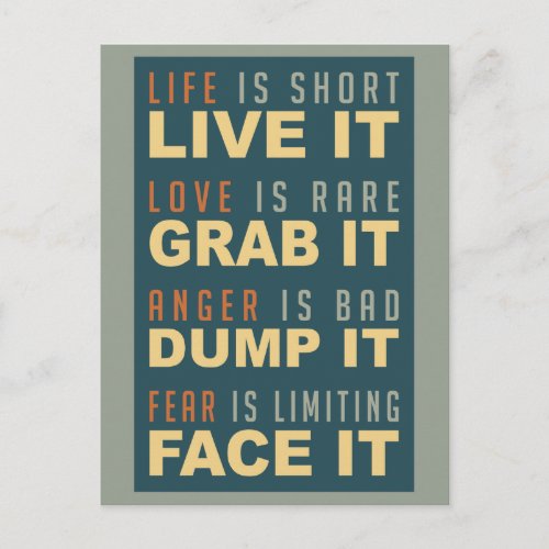 Motivational Life Advice postcard