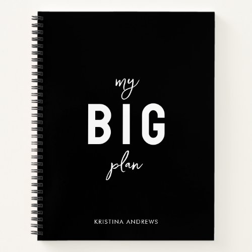 Motivational Life Plan Black  White Diary Notebook