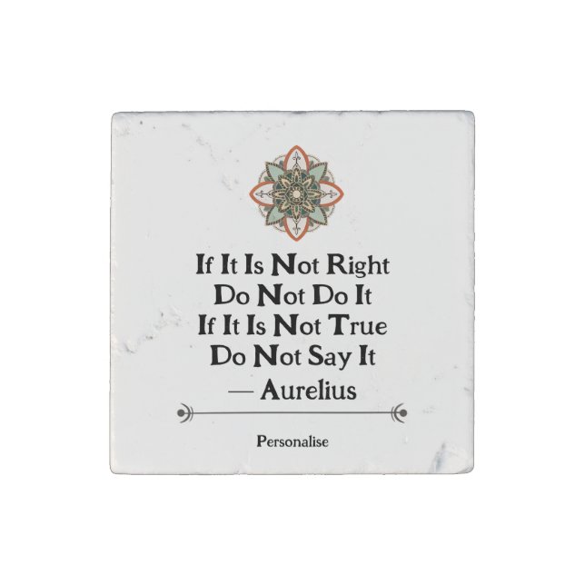 Motivational Mandala Aurelius Truth Wisdom Quote Stone Magnet (Front)