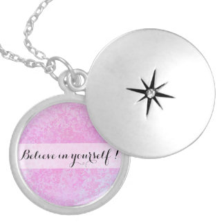 Motivational message pink locket necklace