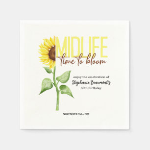 Motivational Midlife Sunflower Bloom 50th Birthday Napkins