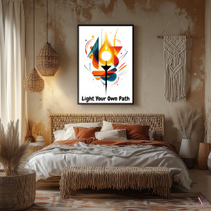 Motivational Minimalist Abstract Torch Art Poster