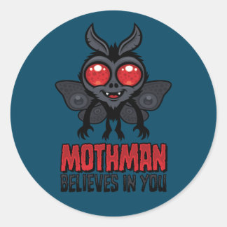 Motivational Mothman Believes In You Classic Round Sticker