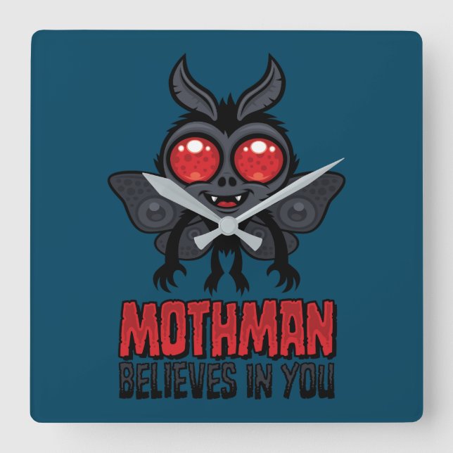 Motivational Mothman Believes In You Square Wall Clock (Front)