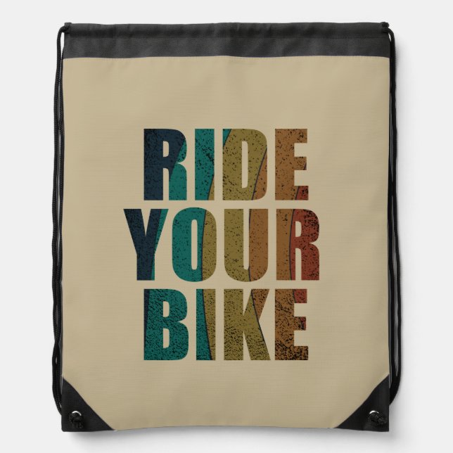 Motivational mountain biking quote drawstring bag (Front)
