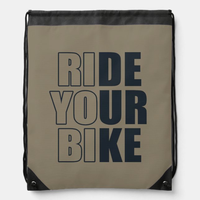 motivational mountain biking quote drawstring bag (Front)