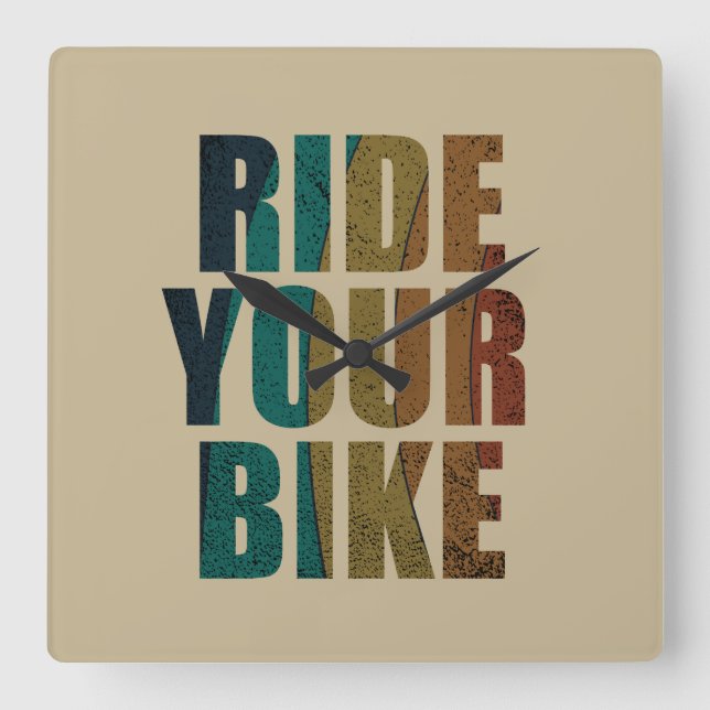 Motivational Mountain Biking Quote - Funny Cycling Square Wall Clock (Front)